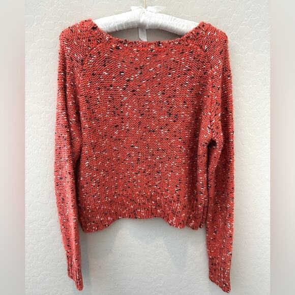 JOHN + JENN | Red Marled Chunky Knit Cropped Sweater | Size Large - Picture 4 of 6